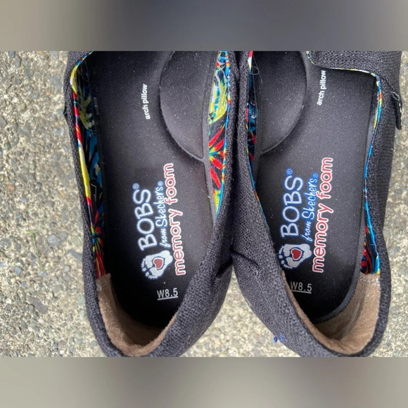 BOBS Skechers Women's Black Espadrilles Wedges Memory Foam Arch Pillow Sz 8.5 - Picture 9 of 9